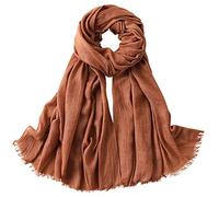 Écharpe longue en viscose pour homme et femme,Protection solaire,Grande plage,Foulard à franges,Super doux,Confortable pour le printemps,Simple,Basic,95x195 cm,Couleur unie,Marron #A17, A17 marron, L