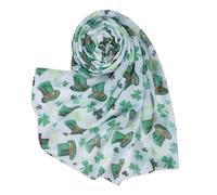 Écharpe longue imprimée pour femme avec trèfle porte-bonheur à motif classique irlandais Saint, vert, A