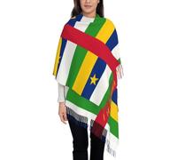 Écharpe Longue pour Femmes en Faux Cachemire Doux,République centrafricaine Imprimé Motif Drapeau sur une Face - Franges - Style Bohème Tendance Automne Hiver,Coloré
