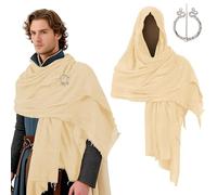 Écharpe médiévale post-apocalyptique à capuche avec capuche pour homme - Cape viking - Accessoires de costume, beige, Medium