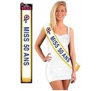 Echarpe - Miss 50 ans - Déguisement - Fête - Anniversaire Jaune G