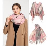 Écharpe - MISS LULU - Carreaux Vintage - Rose multicolore - 60 x 200 cm - Douce et chaude