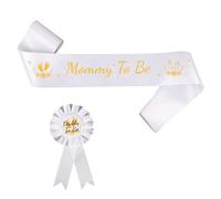 Écharpe Mommy to Be, avec Badge Daddy to Be Or et Blanc Ensemble d'Écharpes pour Future Maman Écharpe de Grossesse Cadeau Révélation du Sexe Décoration baby Shower pour Garçons Filles