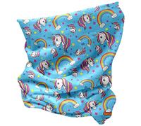 Écharpe multifonction licorne et arc-en-ciel pour fille, azur, Taille Unique