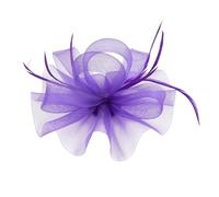 Écharpe Naissance Femmes fille fascinateurs pince à cheveux épingle à cheveux chapeau plume mariage thé fête chapeau Urne Chien (Purple, One Size)