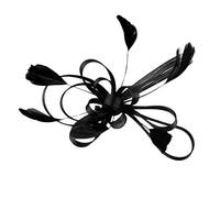 Écharpe Noire Soie Mesh Headband Hat Fascinators Tea Headwear Feathers on Flower Rubbons a Headband Chat Or Jaune 9 (Black, One Size)