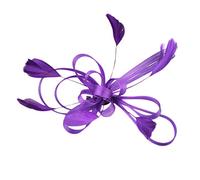 Écharpe Noire Soie Mesh Headband Hat Fascinators Tea Headwear Feathers on Flower Rubbons a Headband Chat Or Jaune 9 (Purple, One Size)