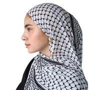 Écharpe Palestine - 180 x 70 cm - Accessoire de mode léger - Bandana shemagh arabe doux en mousseline de soie - Pour la tête du désert et le cou, Noir et blanc., 180x70cm/70.87x27.56 inches