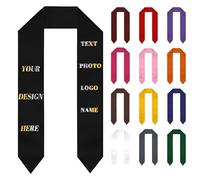 Echarpe personnalisable avec Nom echarpe diplome Personnalisée votre Photo et Texte cadeau diplome pour Écharpe Académique de la Cérémonie de Graduation,Impression Recto-verso 15x182cm