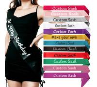 Écharpe personnalisée en satin avec citation personnalisée, 8 cm de large x 160 cm de long, pour anniversaire, enterrement de vie de jeune fille, écharpe Bride to Be, Version 1, 160 cm (63 inch)* 9.5