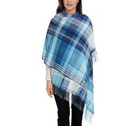 Écharpe Plaid Buffalo Bleu Clair, Écharpe Châle Doux Léger Grande Et Confortable Multi-Usages, Longue Foulards Pour Femmes Et Hommes En Automne Hiver Printemps 1 Pièce