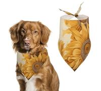 Écharpe pour animal de compagnie - Bandana pour chiens, abeilles et tournesols sur papier ancien imprimé pour la plupart des chiens et chats