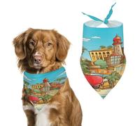 Écharpe pour animal de compagnie, imprimé île de Cuba, bandana triangulaire doux et respirant pour chiens et chats, parfait pour un usage quotidien ou des occasions spéciales