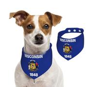 Écharpe pour animal domestique avec imprimé drapeau de l'État du Wisconsin, accessoire de vacances doux et confortable pour Noël, cadeau chaud et élégant