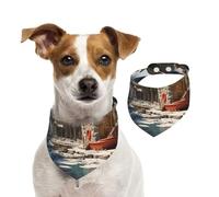 Écharpe pour animal domestique Docking at The Port of The Giant Ship - Bandana pour chien - Printemps - Été - Coton doux - Accessoires réglables pour petits, moyens et grands - Pour fille, garçon