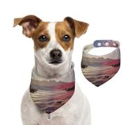 Écharpe pour animal domestique « The Beach and Fireworks at Sunset » - Bandana en coton doux pour chien - Accessoires réglables pour petites, moyennes et grandes tailles - Pour chiot, fille, garçon