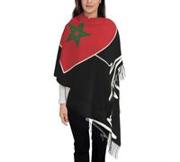 Écharpe Pour Femmes Dames Filles - Nouveauté Rétro Hiver Longues Écharpes Chaudes Drapeau Du Maroc 3D Coeur Emblème National Imprimé Étole, Grand Châle Pashmina Enveloppements Maroc Taille Unique