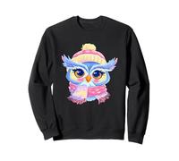 Écharpe Rose avec Motif Oiseau coloré Portrait d'hiver Mignon Hibou Sweatshirt