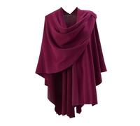 Écharpe rouge dorée cache-cou pour femme - Grand pull tricoté sur le devant - Automne et hiver - Châle élégant - Cape de concert - Plaid tartan, Rouge, taille unique