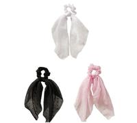 Écharpe Scrunchies Bandknot Bands à cheveux Ruban Pony Pony Bow Band Satin Silk Long Tails Scrunchy Bowknot Hair Bands Elastics Ponytail Holder Donut Hair Ties 3 packs