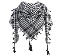 Écharpe Shemagh, écharpe Palestine 47x47 pouces Shemagh Doux et doux pour la peau Plaid Palestine Keffiyeh avec gland tête cou enveloppement du visage pour un port quotidien, défilé et blanc, Ke