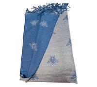Écharpe super douce et chaude avec motif abeilles (rose et gris), bleu/gris, taille unique