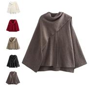 Écharpe surdimensionnée pour femme, châle, châle, tricoté, manches longues, boutonnée, caban d'hiver, tendance, couleur unie, streetwear, marron, M