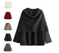 Écharpe surdimensionnée pour femme, châle, châle, tricoté, manches longues, boutonnée, caban d'hiver, tendance, couleur unie, streetwear, gris foncé, L