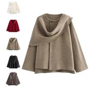 Écharpe surdimensionnée pour femme, châle, châle, tricoté, manches longues, boutonnée, caban d'hiver, tendance, couleur unie, streetwear, kaki, L