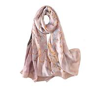 Écharpe tendance 100 % soie - Longue et légère - Protection solaire - Pour femme - Romance violette, Romance violette, Large