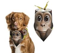 Écharpe tendance pour animal domestique motif singe curieux imprimé triangle écharpe lavable mouchoir pour chien chat décoration