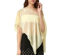 Écharpe transparente drapée sur le devant offrant une défense UPF30+ contre la forte lumière du soleil sans manches, jaune, M