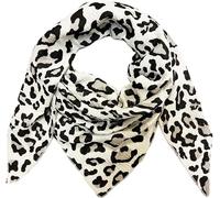 Écharpe triangle léopard 100 % coton - Unisexe - Uni - Tendance - Transition - Italie - Été, beige, 200 x 90 cm