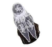 Écharpe triangulaire brodée en dentelle florale - Bandeau en dentelle - Bandana - Élégant châle - 135 x 45 cm - Pour femme et fille - Triangle élégant, blanc, Taille unique