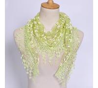 Écharpe triangulaire en dentelle florale légère avec pompons pour femme, tissu respirant et doux, convient pour une tenue décontractée (taille unique J)