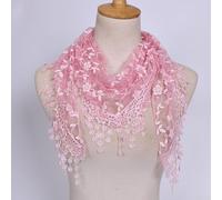 Écharpe triangulaire en dentelle florale légère avec pompons pour femme, tissu respirant et doux, convient pour une tenue décontractée (taille unique R)