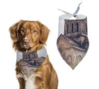 Écharpe triangulaire en polyester imprimé église arménienne pour animal domestique - Taille unique (70,1 x 30 cm)