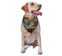 Écharpe triangulaire motif arbre de vie mandala forêt enchantée de lune et étoiles pour animaux de compagnie pour chiens et chats, bandana réglable pour animaux de compagnie et séances photo