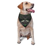 Écharpe triangulaire motif arbre de vie mandala vert feuille et lune étoile imprimé graphique pour animaux de compagnie pour chiens et chats, bandana mignon réglable pour animaux de compagnie et