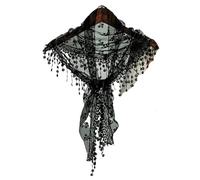 Écharpe triangulaire multifonctionnelle for femmes, Hijab, maille, dentelle, petit voile, robe de mariée, vêtements assortis(Black)