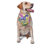 Écharpe triangulaire pour animaux de compagnie Motif licornes et fées magiques Arc-en-ciel Imprimé graphique pour chiens et chats, bandana mignon réglable pour les séances photo