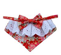 Écharpe Triangulaire pour Chien Style Japonerie, Facile à Porter, Rouge | Coton, Tenue Créative pour Noël et Séance Photo, Accessoire Léger Qui Reste Bien en Place