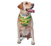 Écharpe triangulaire pour chiens et chats, motif imprimé papillon, motif prairie printanière, bandana mignon réglable pour les séances photo