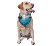 Écharpe triangulaire pour chiens et chats, motif imprimé paysage naturel, falaises colorées et vues sur la mer, bandana mignon réglable pour les séances photo