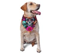 Écharpe triangulaire pour chiens et chats, motif squelette de fleur et dieu de la mort, bandana réglable pour les séances photo
