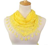 Écharpe triangulaire pour femme avec dentelle ajourée et rose, accessoire de cou de style coréen pour une tenue saisonnière (jaune)