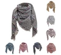 Écharpe triangulaire pour femme - Chaud - XXL - En coton doux - Motif floral - Automne et hiver, Vert militaire., taille unique
