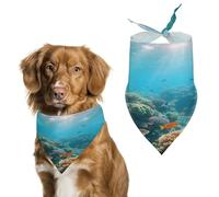 Écharpe triangulaire réutilisable pour animaux de compagnie, motif récifs coralliens et mer, bandana pour chien, chat et autres animaux de compagnie, 70 x 30 cm
