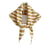 Écharpe triangulaire tricotée à rayures pour femme - Y2k - Écharpe esthétique châle confortable cache-cou polyvalent Cottagecore Streetwear élégant pour l'automne et l'hiver, jaune, M
