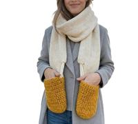 Écharpe tricotée 110 x 20 cm | Écharpe de cou | Foulards d'hiver | Chauffe-crochet sur le thème du fromage avec poches pour filles, marche en plein air, vacances, anniversaire, écharpes tricotées